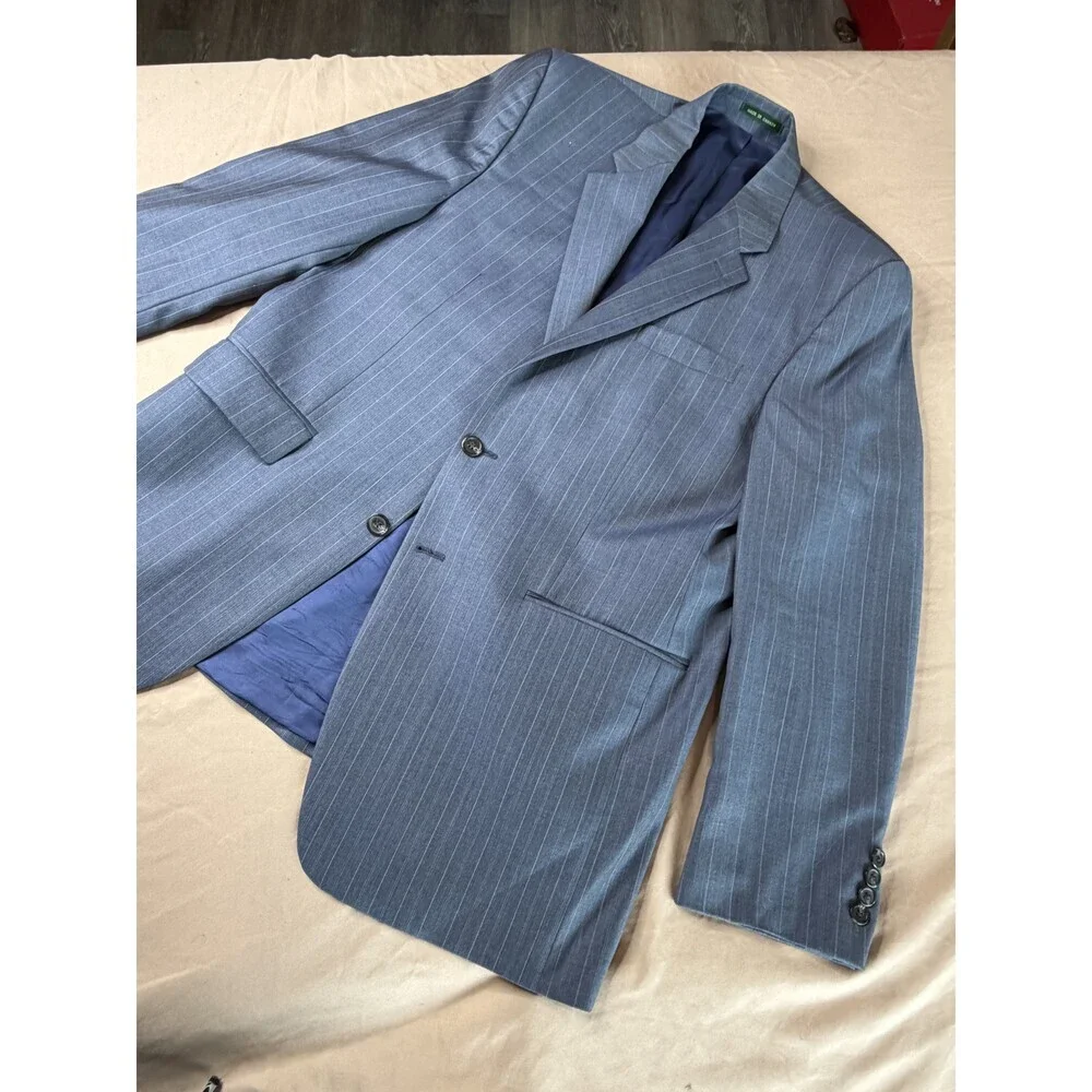 Vintage Ralph Lauren Gray Pinstripe Wool 2-Piece Suit Men's 42L
